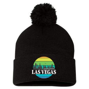 Las Vegas Retro Skyline Pom Pom 12in Knit Beanie