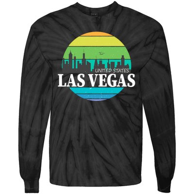 Las Vegas Retro Skyline Tie-Dye Long Sleeve Shirt