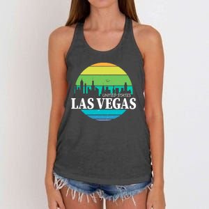 Las Vegas Retro Skyline Women's Knotted Racerback Tank