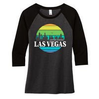 Las Vegas Retro Skyline Women's Tri-Blend 3/4-Sleeve Raglan Shirt