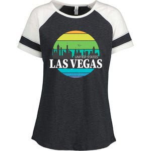 Las Vegas Retro Skyline Enza Ladies Jersey Colorblock Tee