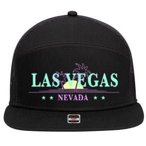 Las Vegas Retro Sunset Palm Trees 7 Panel Mesh Trucker Snapback Hat