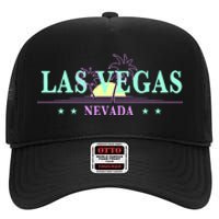 Las Vegas Retro Sunset Palm Trees High Crown Mesh Back Trucker Hat