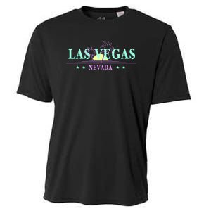 Las Vegas Retro Sunset Palm Trees Cooling Performance Crew T-Shirt