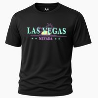 Las Vegas Retro Sunset Palm Trees Cooling Performance Crew T-Shirt