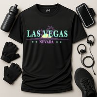 Las Vegas Retro Sunset Palm Trees Cooling Performance Crew T-Shirt