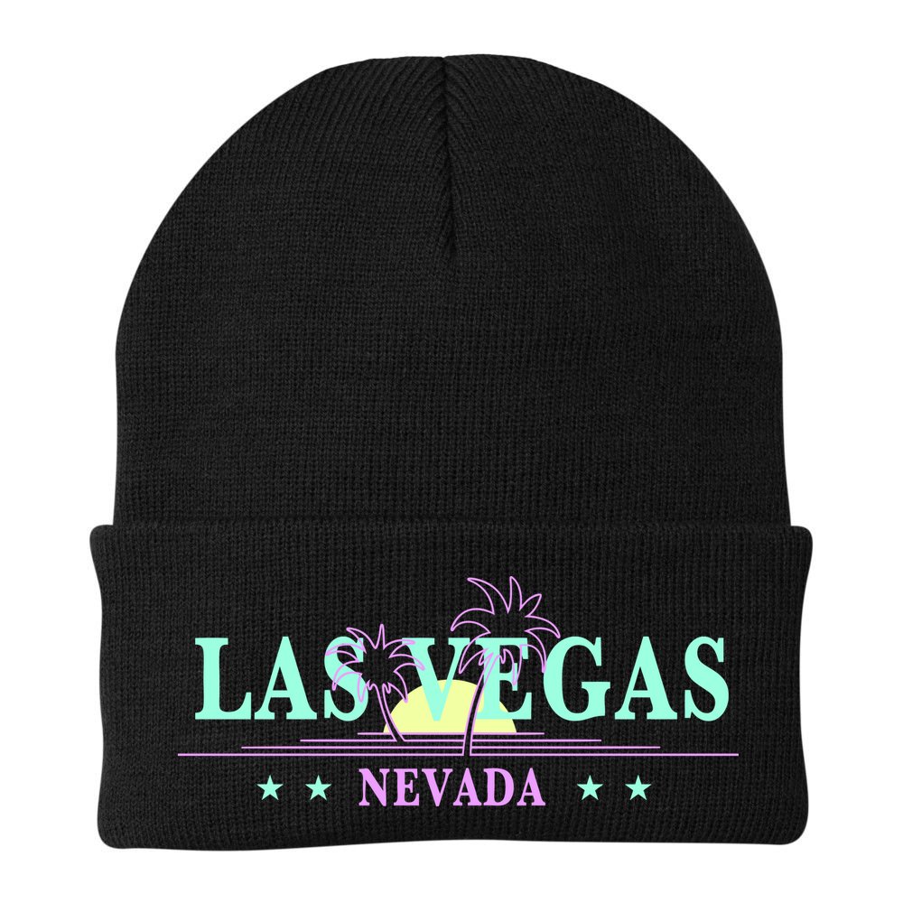 Las Vegas Retro Sunset Palm Trees Beanie