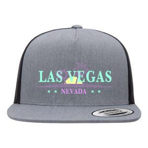 Las Vegas Retro Sunset Palm Trees Flat Bill Trucker Hat