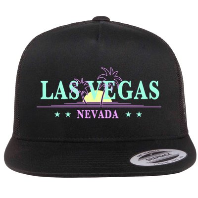 Las Vegas Retro Sunset Palm Trees Flatbill Hat