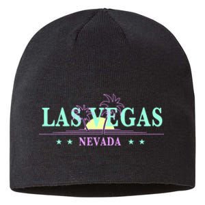 Las Vegas Retro Sunset Palm Trees Sustainable Beanie