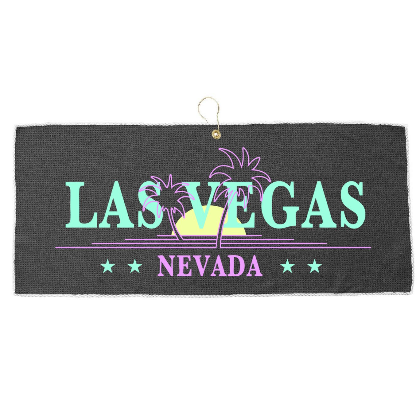 Las Vegas Retro Sunset Palm Trees Large Microfiber Waffle Golf Towel