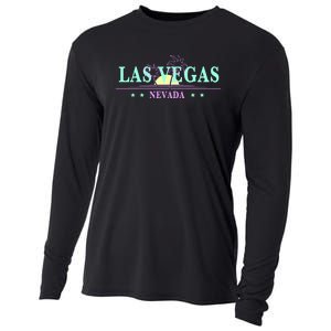 Las Vegas Retro Sunset Palm Trees Cooling Performance Long Sleeve Crew