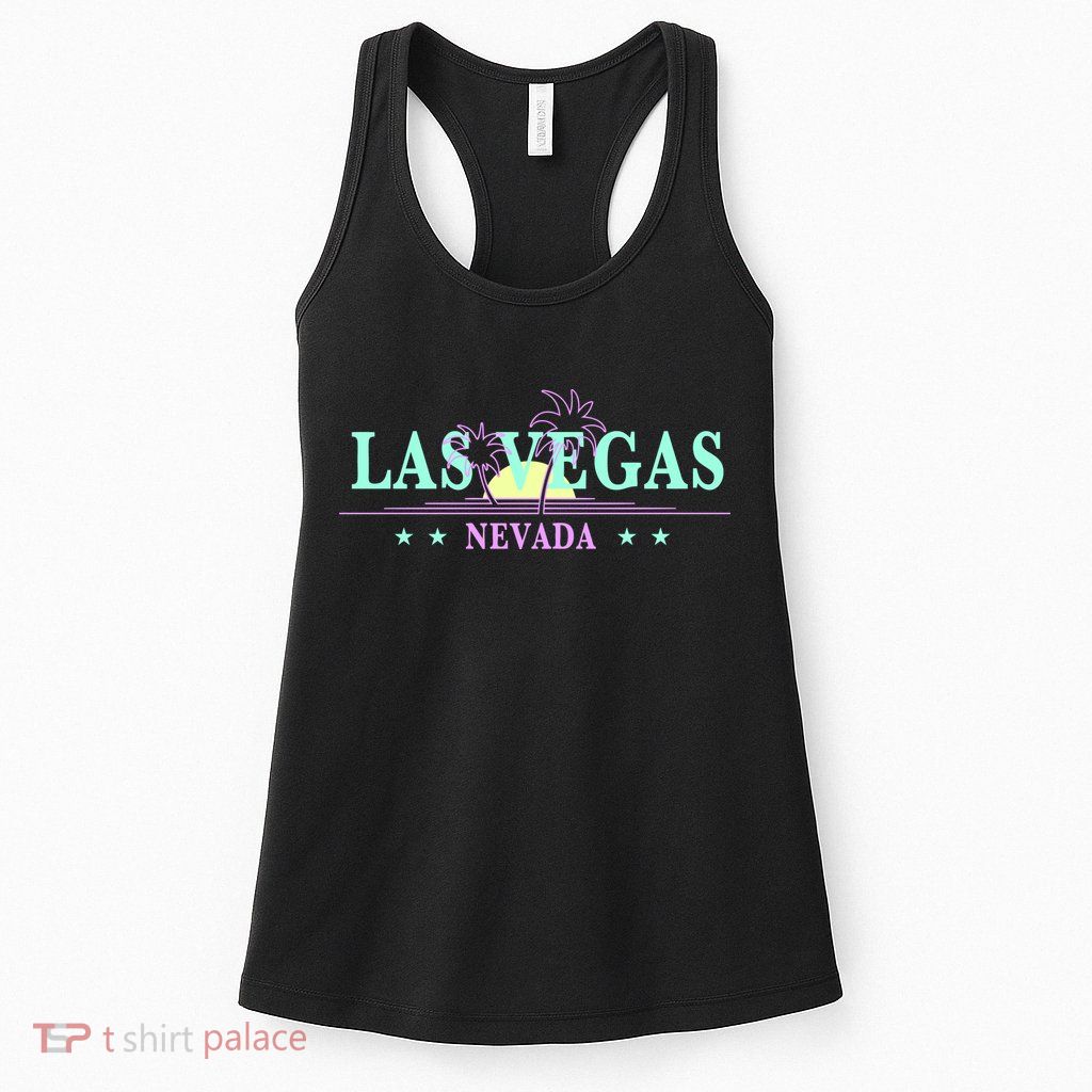 Las Vegas Retro Sunset Palm Trees Womens Tank Top