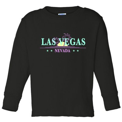 Las Vegas Retro Sunset Palm Trees Toddler Long Sleeve Shirt