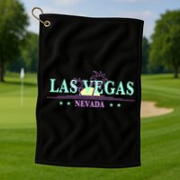 Las Vegas Retro Sunset Palm Trees Golf Towel