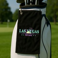 Las Vegas Retro Sunset Palm Trees Golf Towel