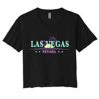 Las Vegas Retro Sunset Palm Trees Women's Crop Top Tee