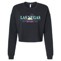 Las Vegas Retro Sunset Palm Trees Cropped Pullover Crew