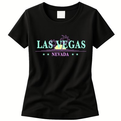 Las Vegas Retro Sunset Palm Trees Womens T-Shirt
