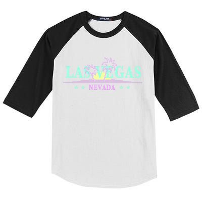 Las Vegas Retro Sunset Palm Trees Kids Colorblock Raglan Jersey