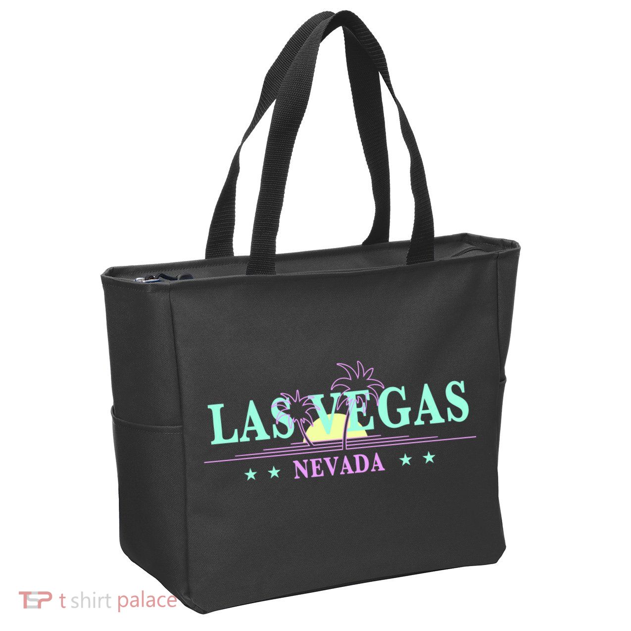 Las Vegas Retro Sunset Palm Trees Zip Tote Bag