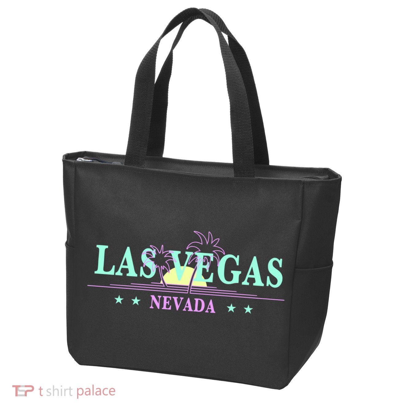 Las Vegas Retro Sunset Palm Trees Zip Tote Bag