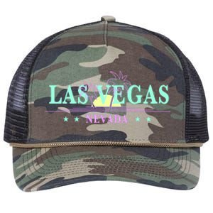 Las Vegas Retro Sunset Palm Trees Retro Rope Trucker Hat Cap