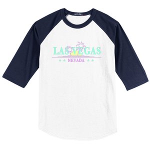 Las Vegas Retro Sunset Palm Trees Baseball Sleeve Shirt