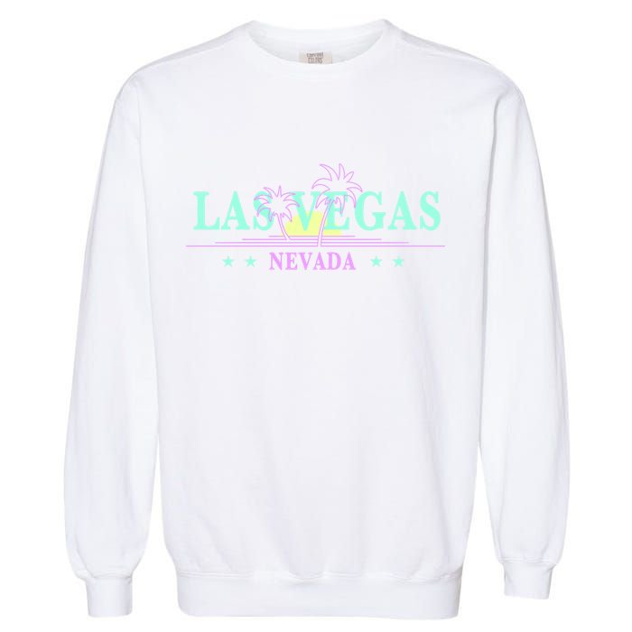 Las Vegas Retro Sunset Palm Trees Garment-Dyed Sweatshirt