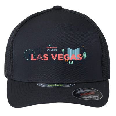 LAS Vegas Sketch Skyline Flexfit Unipanel Trucker Cap