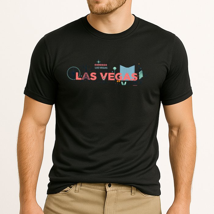 LAS Vegas Sketch Skyline Cooling Performance Crew T-Shirt