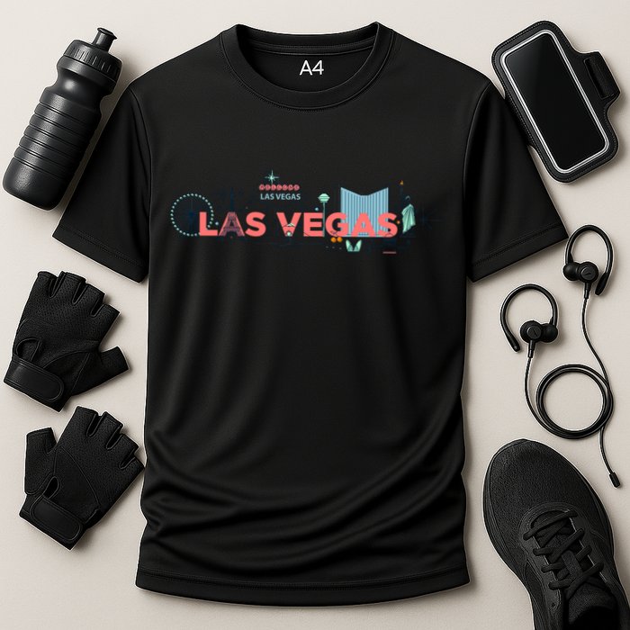LAS Vegas Sketch Skyline Cooling Performance Crew T-Shirt