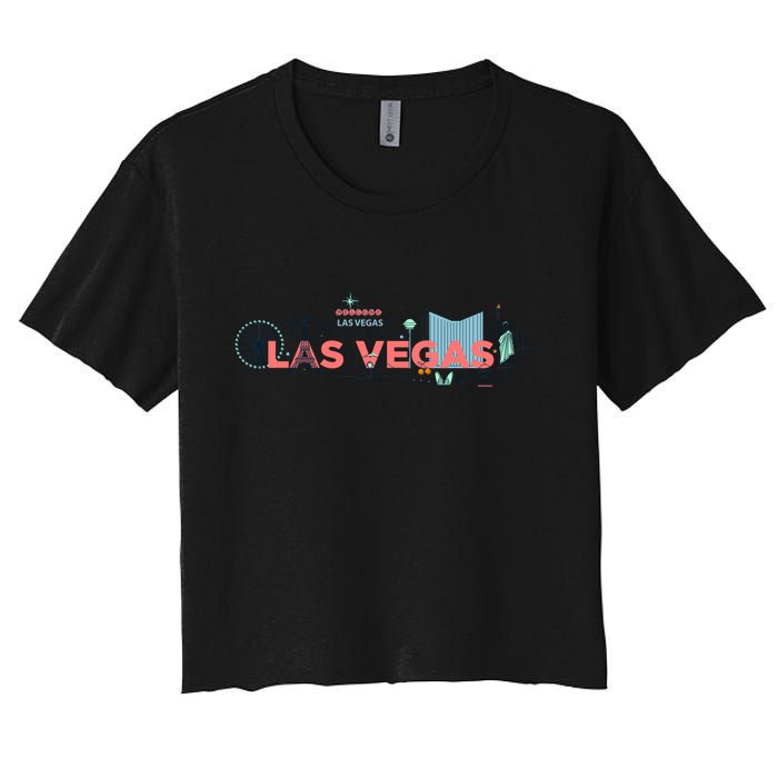 LAS Vegas Sketch Skyline Women's Crop Top Tee