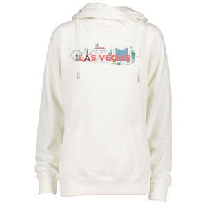 LAS Vegas Sketch Skyline Womens Funnel Neck Pullover Hood