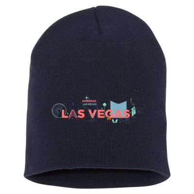 LAS Vegas Sketch Skyline Short Acrylic Beanie