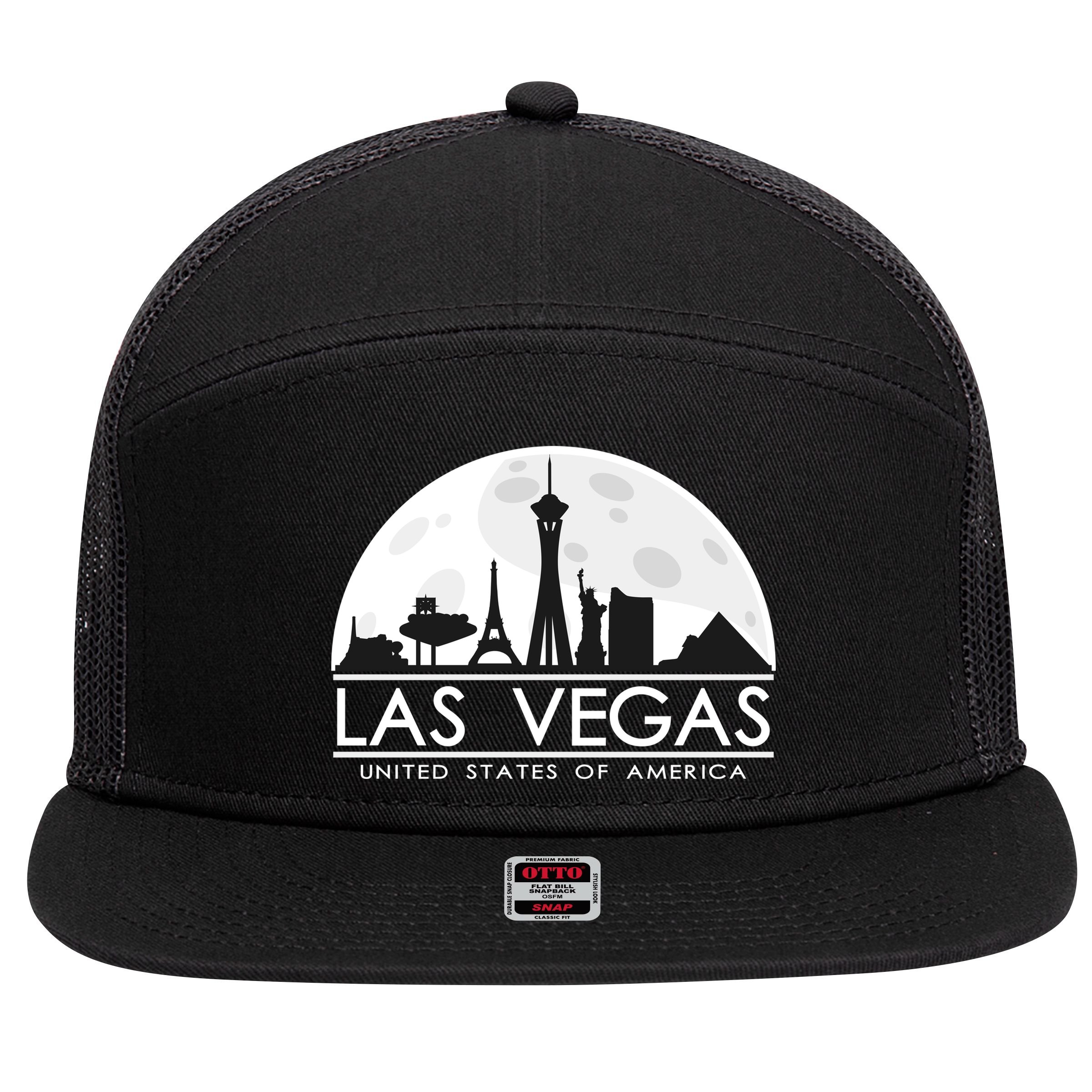 Las Vegas Skyline 7 Panel Mesh Trucker Snapback Hat