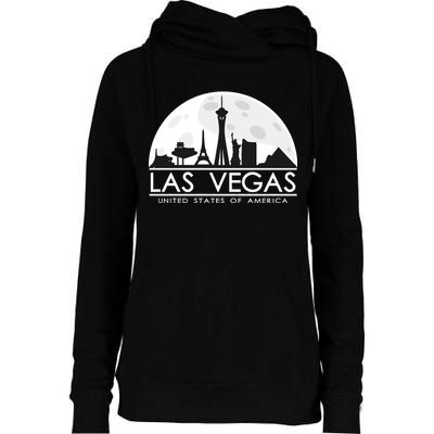 Las Vegas Skyline Womens Funnel Neck Pullover Hood