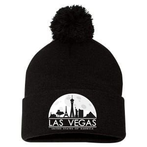 Las Vegas Skyline Pom Pom 12in Knit Beanie