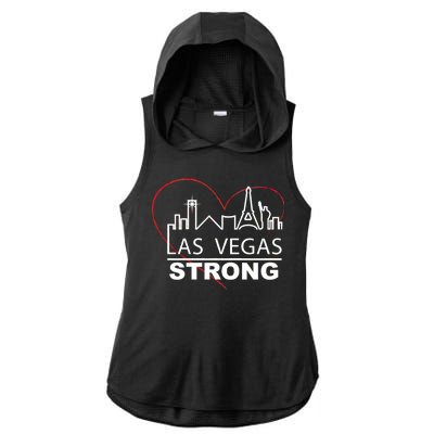 Las Vegas Strong Heart Skyline Ladies PosiCharge Tri-Blend Wicking Draft Hoodie Tank