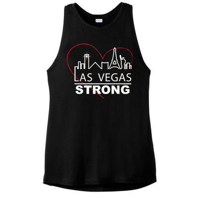 Las Vegas Strong Heart Skyline Ladies PosiCharge Tri-Blend Wicking Tank