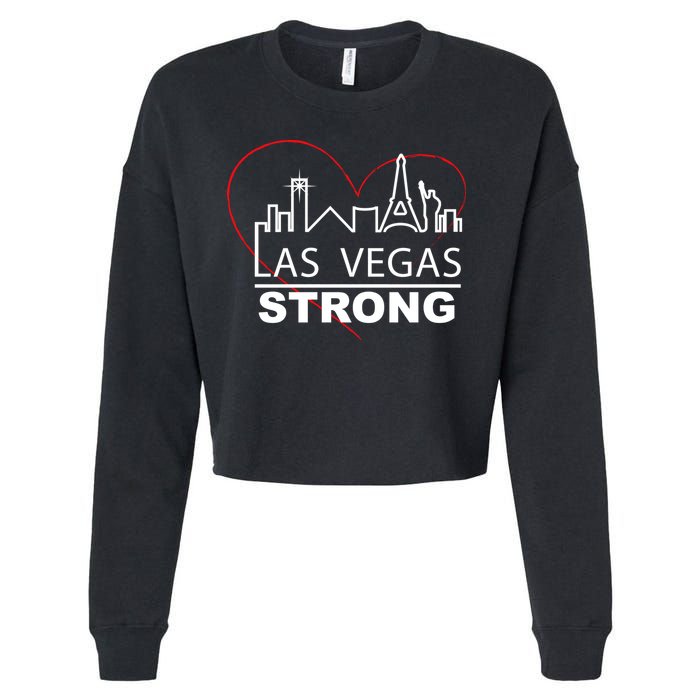 Las Vegas Strong Heart Skyline Cropped Pullover Crew