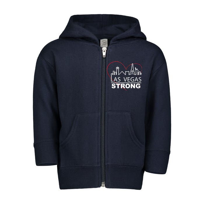 Las Vegas Strong Heart Skyline Toddler Zip Fleece Hoodie