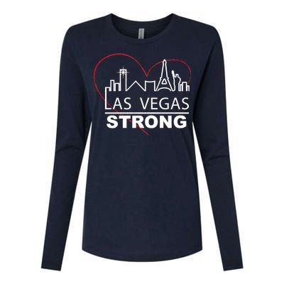 Las Vegas Strong Heart Skyline Womens Cotton Relaxed Long Sleeve T-Shirt