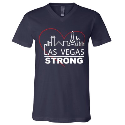Las Vegas Strong Heart Skyline V-Neck T-Shirt