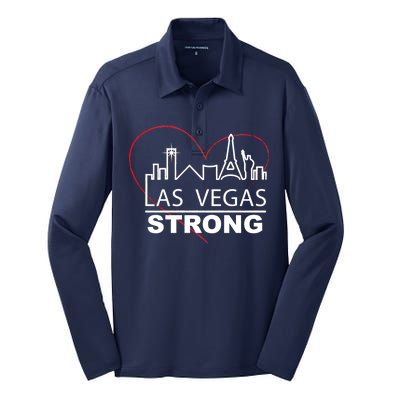 Las Vegas Strong Heart Skyline Silk Touch Performance Long Sleeve Polo