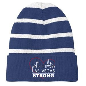 Las Vegas Strong Heart Skyline Striped Beanie with Solid Band