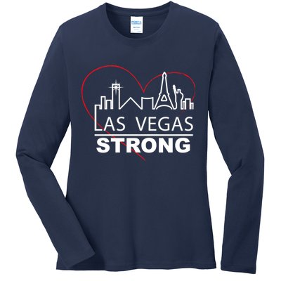 Las Vegas Strong Heart Skyline Ladies Long Sleeve Shirt
