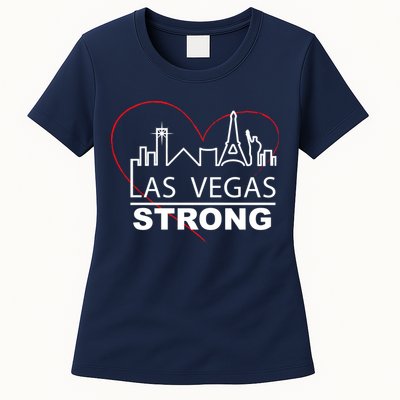 Las Vegas Strong Heart Skyline Womens T-Shirt