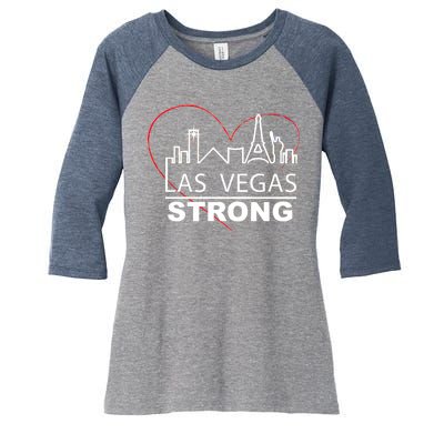 Las Vegas Strong Heart Skyline Women's Tri-Blend 3/4-Sleeve Raglan Shirt