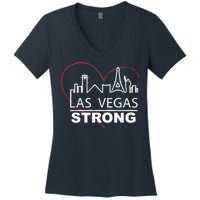 Las Vegas Strong Heart Skyline Women's V-Neck T-Shirt